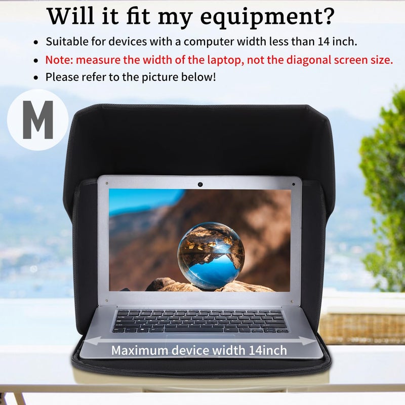 YUMTIM Laptop Sun Shade Laptops Sun Glare Shield Laptop Sunshade Bag for Working Outside Privacy Screen Hood Foldable Shield Cover 12-14'' (Patent Pending) - Image 2